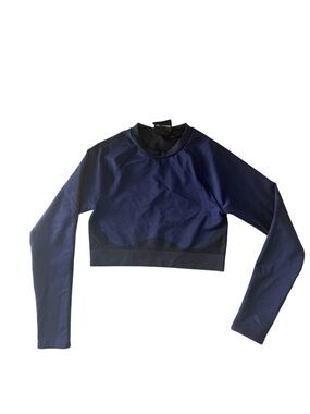 Adidas x IVY PARK Navy Seamless Long Sleeve Ribbed Athletic Cropped Top Size L